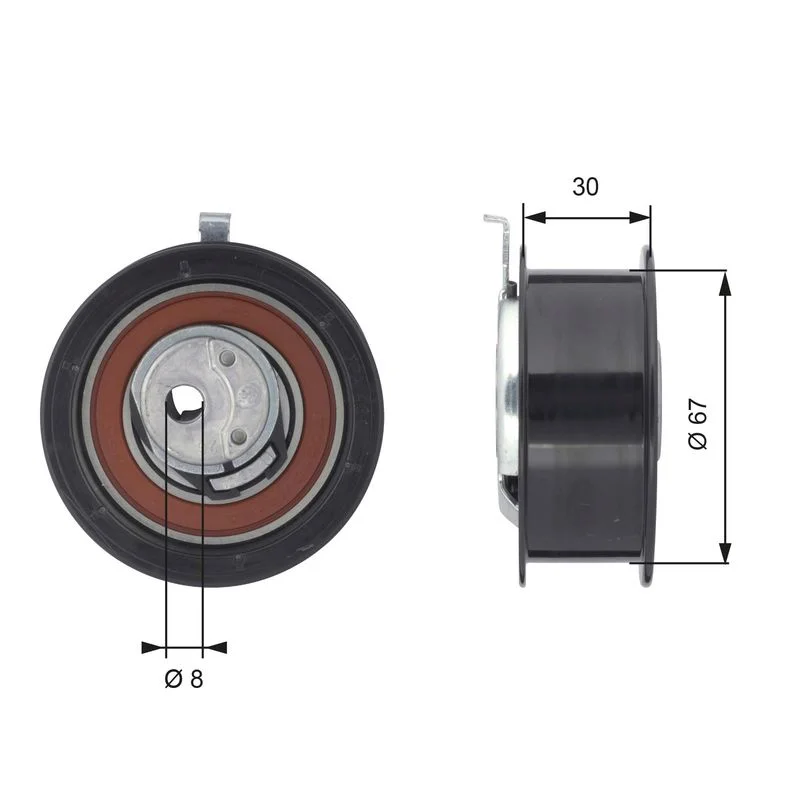 Tensioner Pulley, timing belt GATES T43069