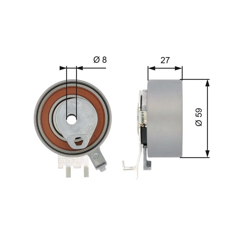Tensioner Pulley, timing belt GATES T43139