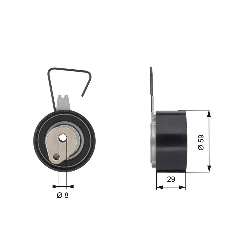 Tensioner Pulley, timing belt GATES T43141