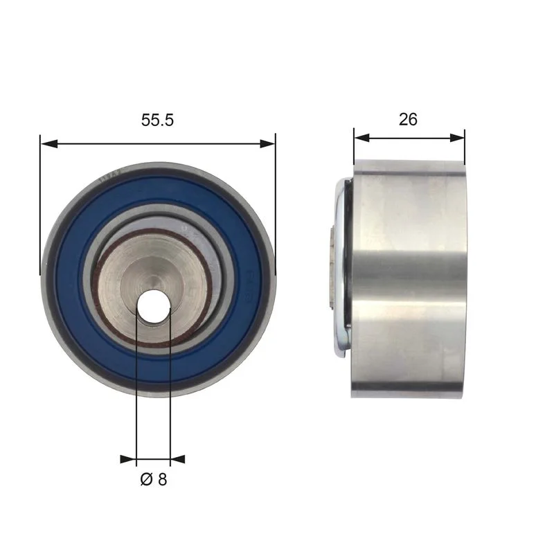 Tensioner Pulley, timing belt GATES T43156