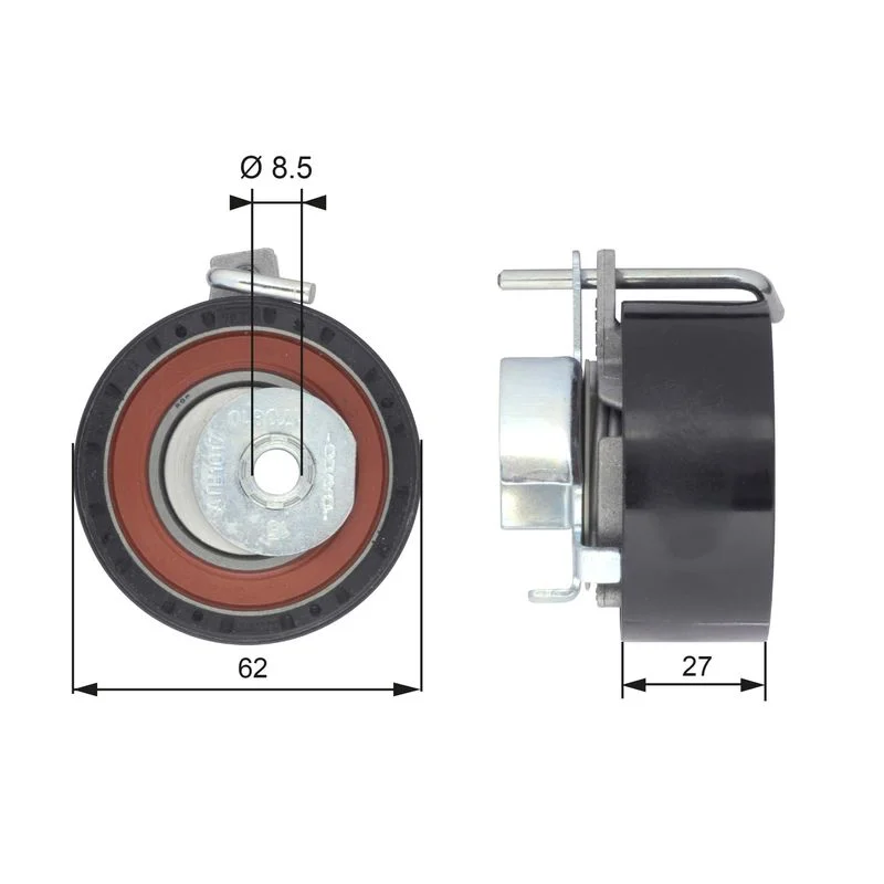 Tensioner Pulley, timing belt GATES T43171