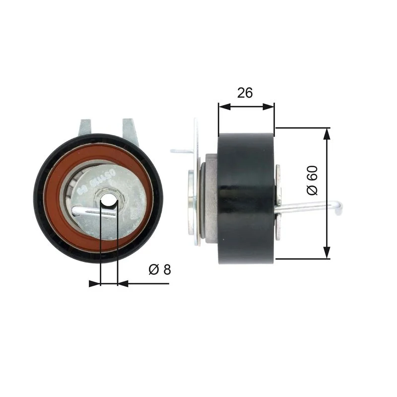 Tensioner Pulley, timing belt GATES T43199
