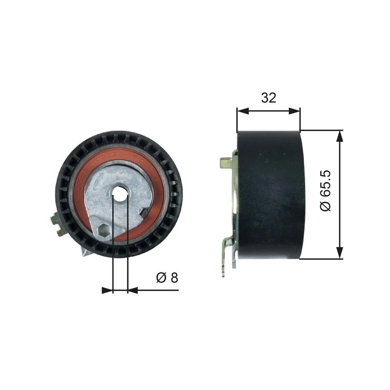 Tensioner Pulley, timing belt GATES T43236