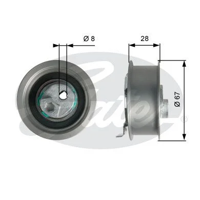 Tensioner Pulley, timing belt GATES T43237