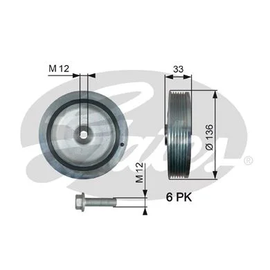 Belt Pulley, crankshaft GATES TVD1008A