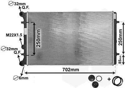 Radiator, engine cooling VAN WEZEL 03002129