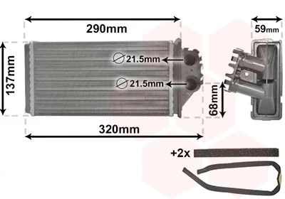Permutador de calor, aquecimento interior VAN WEZEL 40006228