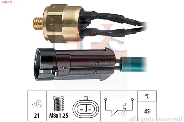 Interruptor de temperatura, lâmpada de aviso de refrigeração EPS 1.840.124