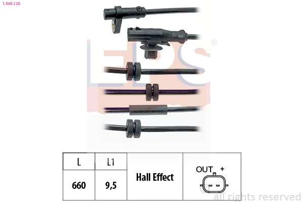 Sensor, velocidade da roda EPS 1.960.126