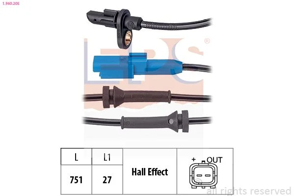 Sensor, velocidade da roda EPS 1.960.205