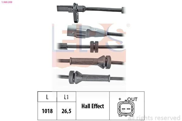 Sensor, velocidade da roda EPS 1.960.209