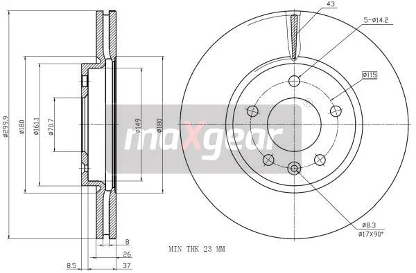 Disco de Travão MAXGEAR 19-2332