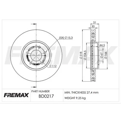 Stabdžių diskas fremax BD-0217