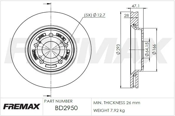 Stabdžių diskas fremax BD-2950