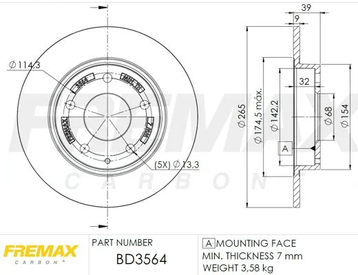 Stabdžių diskas fremax BD-3564