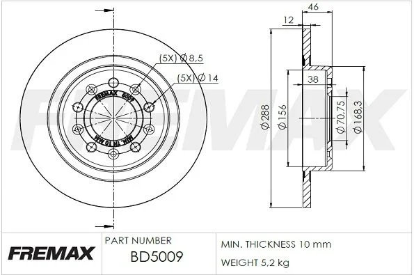Stabdžių diskas FREMAX BD-5009