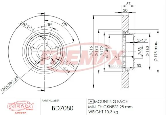 Stabdžių diskas fremax BD-7080