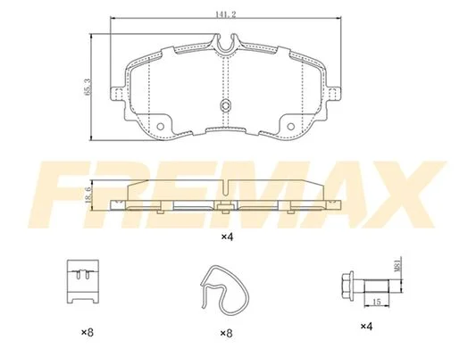 Stabdžių trinkelių rinkinys, diskinis stabdys fremax FBP-1492