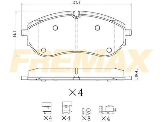 Stabdžių trinkelių rinkinys, diskinis stabdys FREMAX FBP-2108