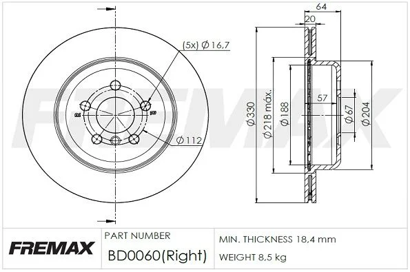 Stabdžių diskas FREMAX BD-0060