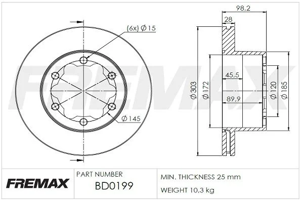 Stabdžių diskas FREMAX BD-0199