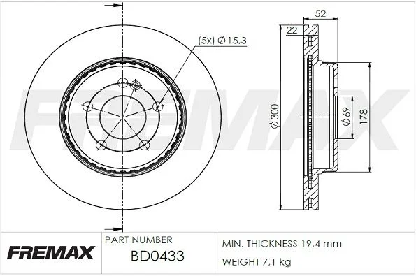 Stabdžių diskas FREMAX BD-0433