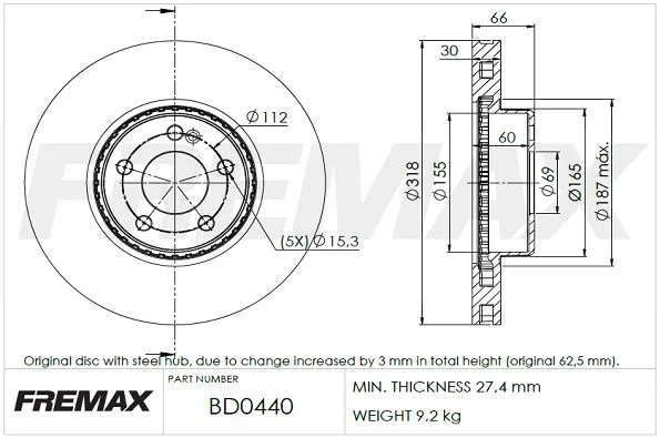 Stabdžių diskas FREMAX BD-0440