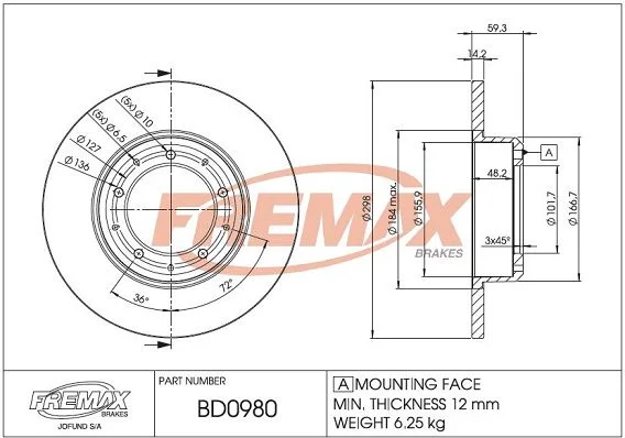 Stabdžių diskas FREMAX BD-0980