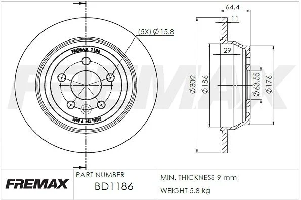 Stabdžių diskas FREMAX BD-1186