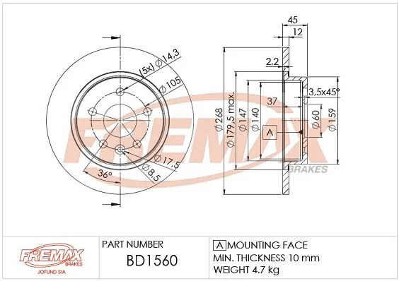 Stabdžių diskas FREMAX BD-1560