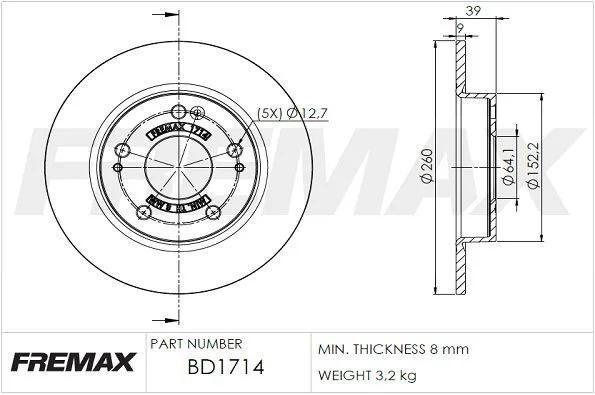 Stabdžių diskas FREMAX BD-1714