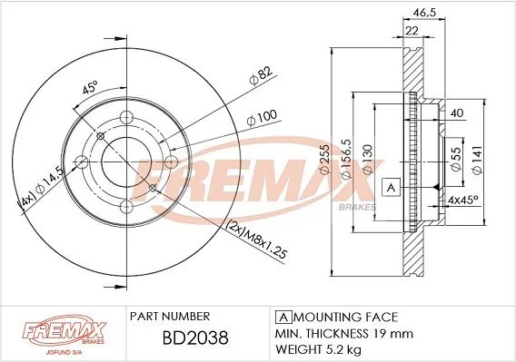 Stabdžių diskas FREMAX BD-2038
