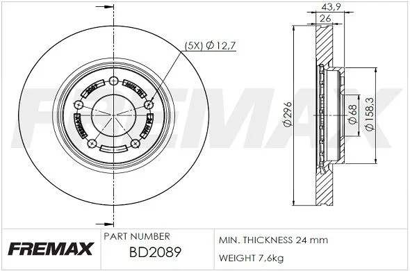 Stabdžių diskas FREMAX BD-2089