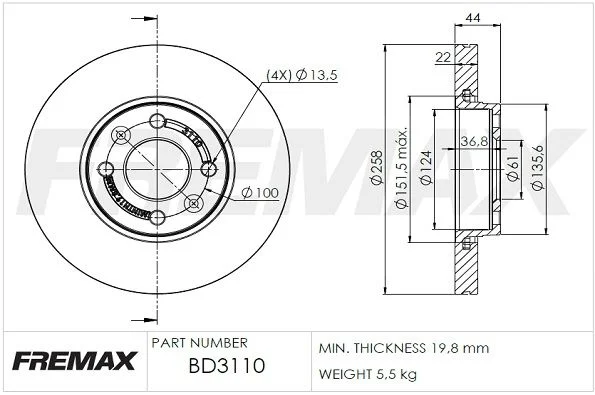 Stabdžių diskas FREMAX BD-3110