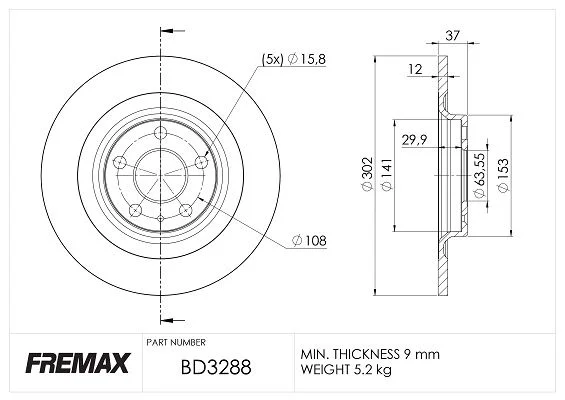 Stabdžių diskas FREMAX BD-3288
