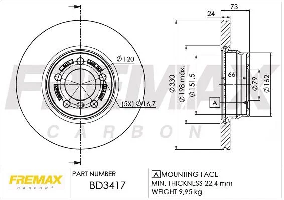 Stabdžių diskas FREMAX BD-3417