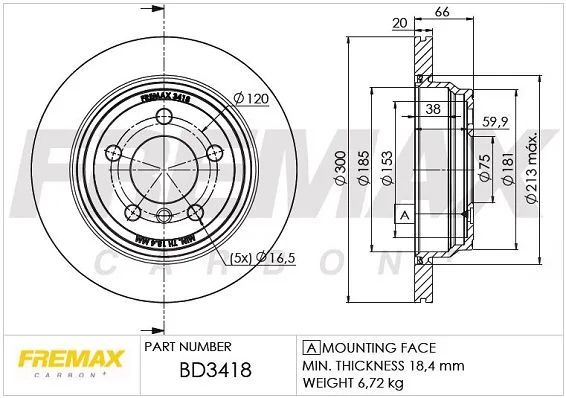 Stabdžių diskas FREMAX BD-3418