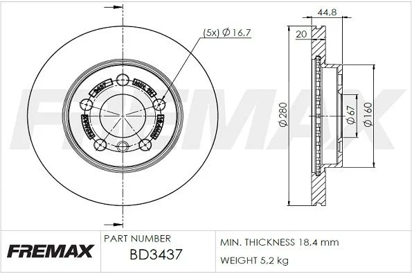 Stabdžių diskas FREMAX BD-3437