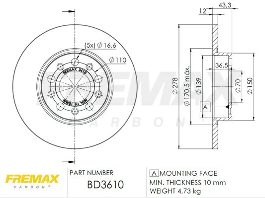 Stabdžių diskas FREMAX BD-3610
