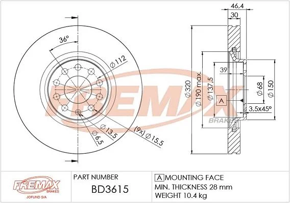 Stabdžių diskas FREMAX BD-3615