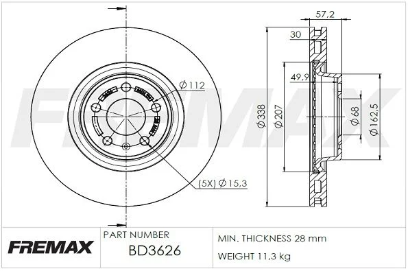 Stabdžių diskas FREMAX BD-3626