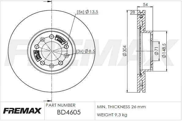 Stabdžių diskas FREMAX BD-4605