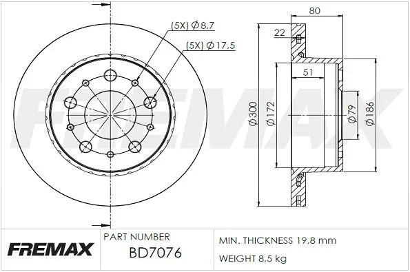 Stabdžių diskas FREMAX BD-7076