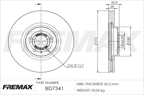 Stabdžių diskas FREMAX BD-7341