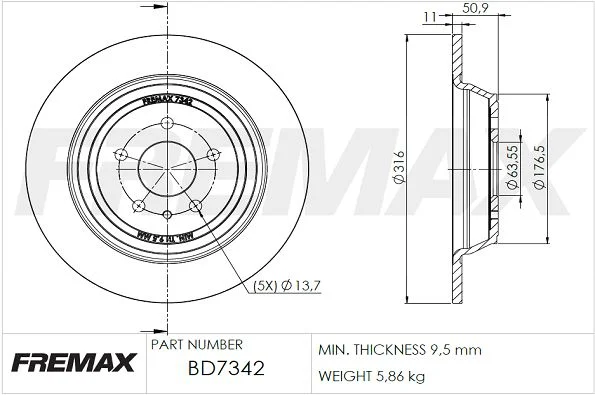 Stabdžių diskas FREMAX BD-7342
