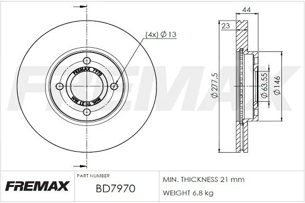 Stabdžių diskas FREMAX BD-7970