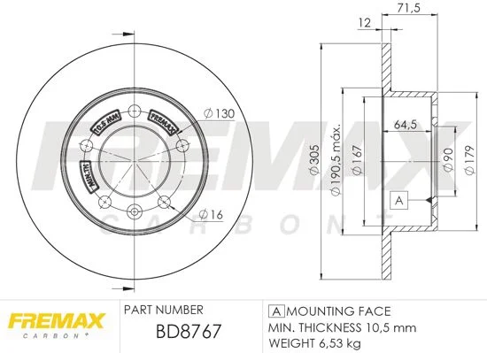Stabdžių diskas FREMAX BD-8767