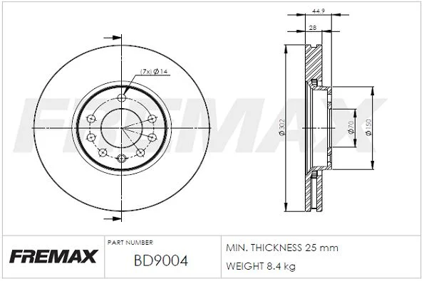 Stabdžių diskas FREMAX BD-9004