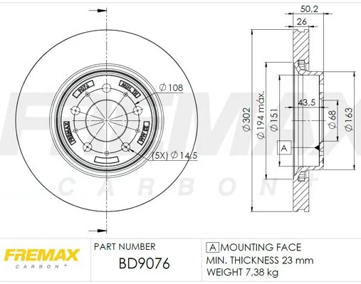 Stabdžių diskas FREMAX BD-9076