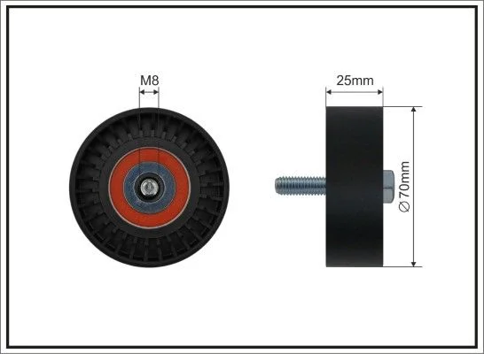 Deflection/Guide Pulley, V-ribbed belt CAFFARO 01-07